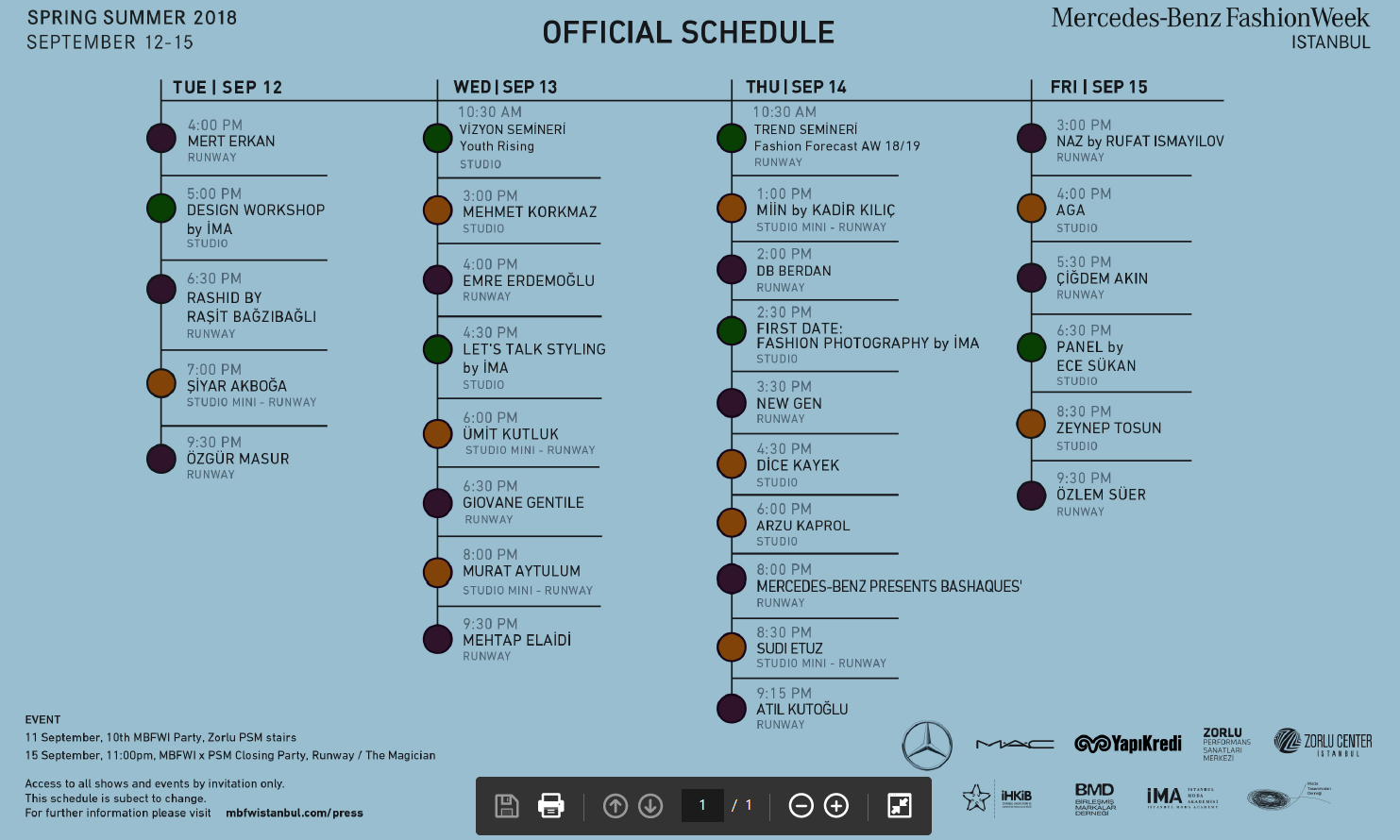 MERCEDES-BENZ FASHION WEEK ISTANBUL ETKİNLİK TAKVİMİNİ AÇIKLIYOR Mercedes-Benz Fashion Week Istanbul İlkbahar/Yaz 2018 etkinlik takvimi